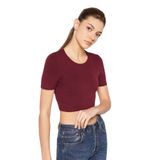TRİST STAR Kadın Likralı Crop Bluz Trist-6125, Bordo - S