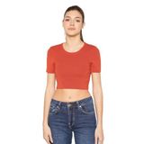 TRİST STAR Kadın Likralı Crop Bluz Trist-6125, Kiremit - M