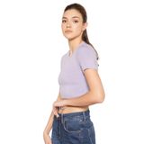 TRİST STAR Kadın Likralı Crop Bluz Trist-6125, Lila - L