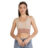TRİST STAR Kadın Likralı Crop Triko Atlet Örme Trist-6106, BEJ - XS