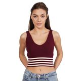 TRİST STAR Kadın Likralı Crop Triko Atlet Örme Trist-6106, BORDO - S