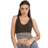 TRİST STAR Kadın Likralı Crop Triko Atlet Örme Trist-6106, HAKI - L