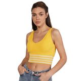 TRİST STAR Kadın Likralı Crop Triko Atlet Örme Trist-6106, SARI - S