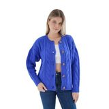 TRİST STAR Kadın Oversize Bisiklet Yaka Triko Örme Hırka TRIST-6166, Saks - L/XL