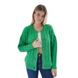 TRİST STAR Kadın Oversize Bisiklet Yaka Triko Örme Hırka TRIST-6166, Yeşil - S/M