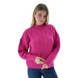 TRİST STAR Kadın Oversize Petek Örgü Triko Kazak Trist-6162, Fuşya - L/XL