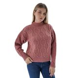 TRİST STAR Kadın Oversize Petek Örgü Triko Kazak Trist-6162, Gül Kurusu - S/M