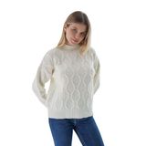 TRİST STAR Kadın Oversize Petek Örgü Triko Kazak Trist-6162, Kemik - S/M