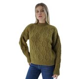 TRİST STAR Kadın Oversize Petek Örgü Triko Kazak Trist-6162, Olive - S/M