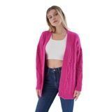 TRİST STAR Kadın Oversize Pon Ponlu Triko Örme Hırka TRIST-6165, Fuşya - L/XL