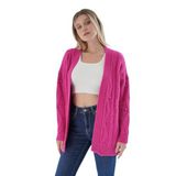 TRİST STAR Kadın Oversize Pon Ponlu Triko Örme Hırka TRIST-6165, Fuşya - S/M