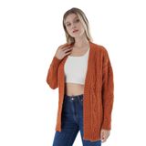 TRİST STAR Kadın Oversize Pon Ponlu Triko Örme Hırka TRIST-6165, Turuncu - L/XL