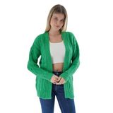 TRİST STAR Kadın Oversize Pon Ponlu Triko Örme Hırka TRIST-6165, Yeşil - S/M