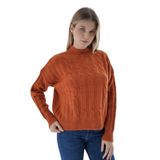 TRİST STAR Kadın Oversize Saç Örgülü Triko Örme Kazak TRIST-6158, Turuncu - S/M