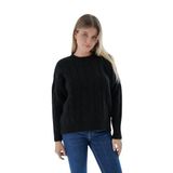 TRİST STAR Kadın Oversize Saç Örgülü Triko Örme Kazak TRIST-6167, Siyah - S/M