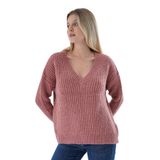 TRİST STAR Kadın Oversize Selanik Örgü Triko Kazak TRIST-6160, Gül Kurusu - S/M