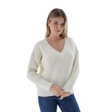 TRİST STAR Kadın Oversize Selanik Örgü Triko Kazak TRIST-6160, Kemik - S/M