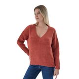TRİST STAR Kadın Oversize Selanik Örgü Triko Kazak TRIST-6160, Kiremit - L/XL