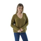 TRİST STAR Kadın Oversize Selanik Örgü Triko Kazak TRIST-6160, Olive - S/M