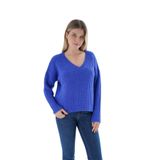 TRİST STAR Kadın Oversize Selanik Örgü Triko Kazak TRIST-6160, Saks - S/M