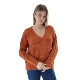 TRİST STAR Kadın Oversize Selanik Örgü Triko Kazak TRIST-6160, Turuncu - L/XL