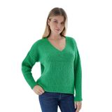 TRİST STAR Kadın Oversize Selanik Örgü Triko Kazak TRIST-6160, Yeşil - S/M