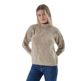 TRİST STAR Kadın Oversize Selanik Saç Örgülü Triko Kazak TRIST-6159, Bej - S/M