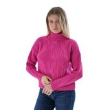 TRİST STAR Kadın Oversize Selanik Saç Örgülü Triko Kazak TRIST-6159, Fuşya - S/M
