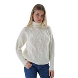 TRİST STAR Kadın Oversize Selanik Saç Örgülü Triko Kazak TRIST-6159, Kemik - L/XL