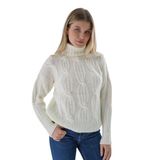 TRİST STAR Kadın Oversize Selanik Saç Örgülü Triko Kazak TRIST-6159, Kemik - S/M