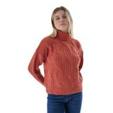 TRİST STAR Kadın Oversize Selanik Saç Örgülü Triko Kazak TRIST-6159, Kiremit - S/M