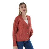 TRİST STAR Kadın Oversize V Yaka Uzun Hırka TRIST- 6161 Kiremit-S/M