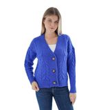 TRİST STAR Kadın Oversize V Yaka Uzun Hırka TRIST- 6161 Saks-S/M