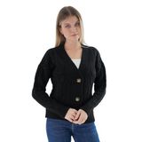 TRİST STAR Kadın Oversize V Yaka Uzun Hırka TRIST- 6161 Siyah-L/XL