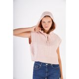 Trist Star Kadın Pudra Kapüşonlu Oversize Yün Süveter Örme Triko TRIST-6131 - XL