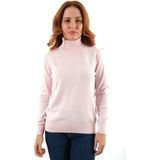 TRİST STAR Kadın Pudra%100 Organik Pamuk Balıkçı Yaka Triko Kazak Trıst-6103-2XL