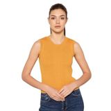 TRİST STAR Kadın Saç Örgülü Fitilli Bisiklet Yaka Triko Atlet Trist-6122, Hardal - XS
