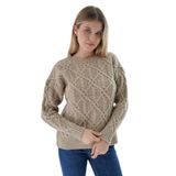 TRİST STAR Kadın Saç Örgülü Triko Örme Kazak TRIST-6164, Bej - L/XL