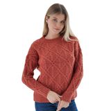 TRİST STAR Kadın Saç Örgülü Triko Örme Kazak TRIST-6164, Kiremit - L/XL