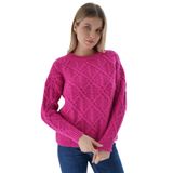 TRİST STAR Kadın Saç Örgülü Triko Örme Kazak TRIST-6164, Krem - S/M