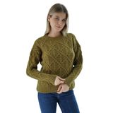 TRİST STAR Kadın Saç Örgülü Triko Örme Kazak TRIST-6164, Olive - L/XL