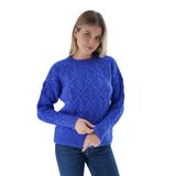TRİST STAR Kadın Saç Örgülü Triko Örme Kazak TRIST-6164, Saks - S/M