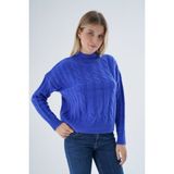 Trist Star Kadın Saks Oversize Yarım Balıkçı Saç Örgülü Yünlü Özel Iplik Triko Örme Kazak TRIST-6158 - L - XL