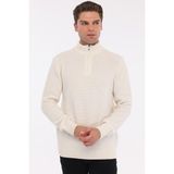 Trist Star Kemik Erkek %80 Yün %20 Akrilik Pirinç Örgü Yarım Fermuarlı Dik Yaka Triko Kazak TRIST-5365 - XL