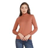 TRİST STAR Kiremit%100 Organik Pamuk Balıkçı Yaka Triko Kazak Örme Bluz-XL