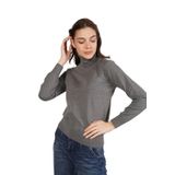 TRİST STAR Koyu Gri%100 Organik Pamuk Balıkçı Yaka Triko Kazak Örme Bluz-2XL
