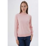 Trist Star Pembe %100 Organik Pamuk Yarım Balıkçı Yaka Triko Kazak Örme Bluz