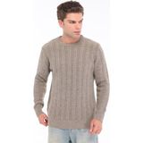 Trist Star Vizon Erkek %80 Yün %20 Akrilik Ince Saç Örgü Desenli Bisiklet Yaka Triko Kazak TRIST-5373 - 2XL