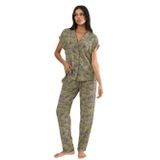 Triumph Boyfriend Fit Pijama Takımı, 42, 225694, GREEN - DARK COMBINATION, kadın