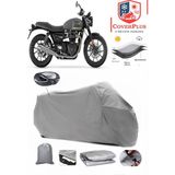 Triumph Speed Twin Branda Gri Arka Çanta Uyumlu(Topcase) Motosiket Brandası Motor Örtüsü Çadır Su Geçirmez Motosiklet Kılıfı Motor Brandası,lastikli,taşıma Torbalı